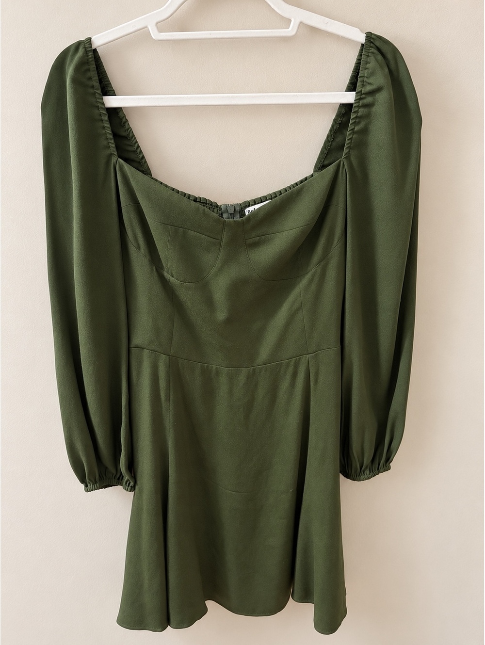 Reformation Sigrid Olive Green Mini Dress Size 8